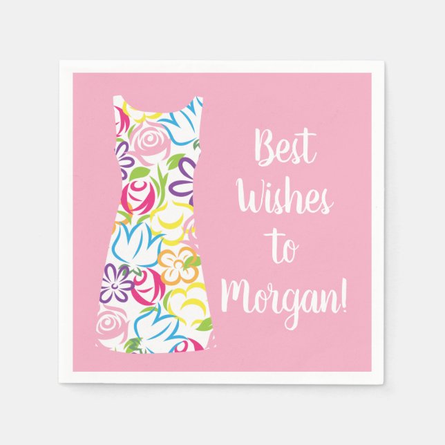 Floral Shift Dress Personalized Party Napkins (Front)