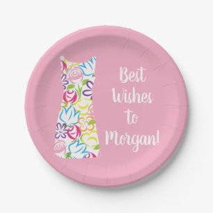 Floral Shift Dress Personalized Party Plates