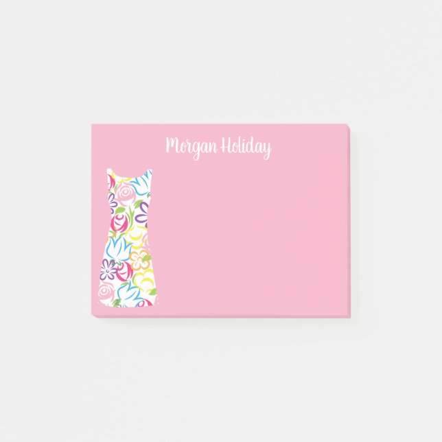 Floral Shift Dress Personalized Post-it Notepad (Front)