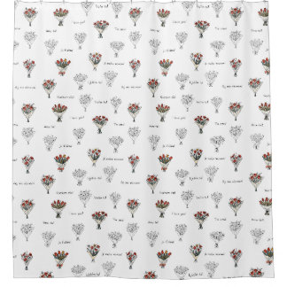 Floral Shower Curtain: Elegant Flower Bouquet Desi