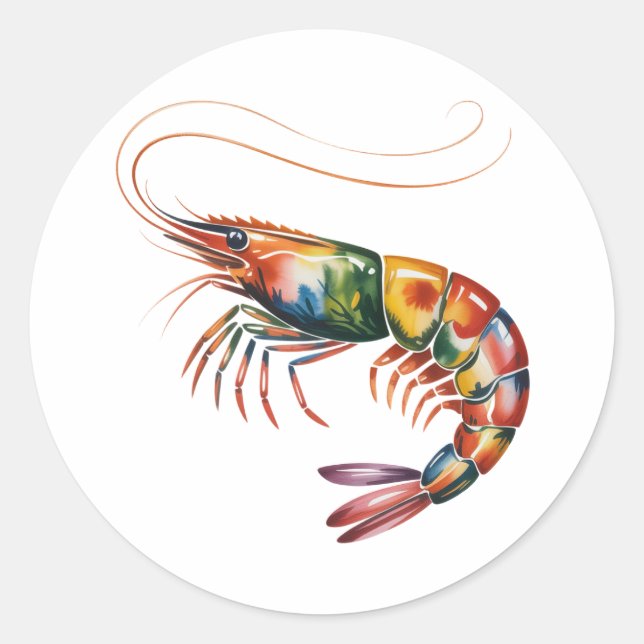 Floral Shrimp Art Classic Round Sticker (Front)