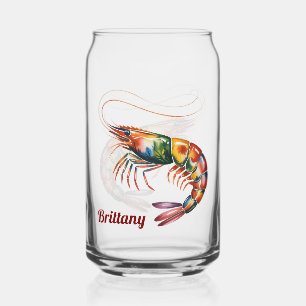 Floral Shrimp Art Custom Can Glass
