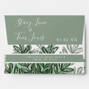 Floral Shrub Mahonia Hand Drawn Wedding  Envelope