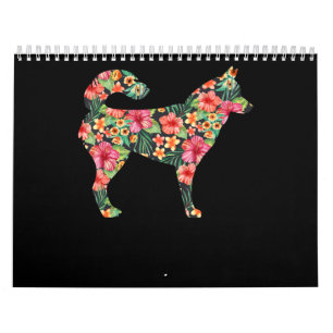 Floral siberian husky gift Lovely flower dog gift Calendar