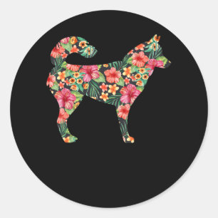 Floral siberian husky gift  Lovely flower dog gift Classic Round Sticker