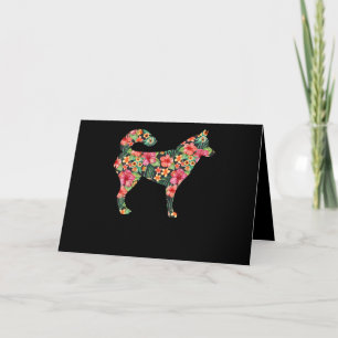 Floral siberian husky gift  Lovely flower dog gift Holiday Card