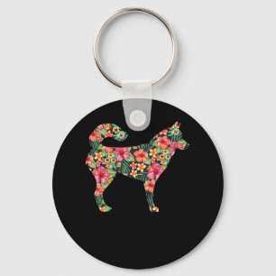 Floral siberian husky gift Lovely flower dog gift Keychain