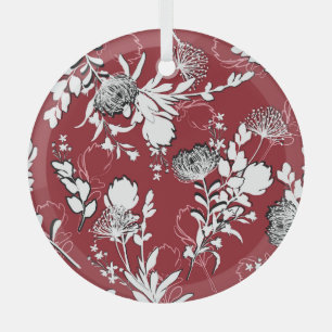 Floral silhouette, colourful botanical pattern. glass ornament