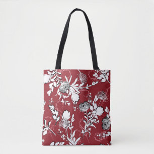 Floral silhouette, colourful botanical pattern. tote bag