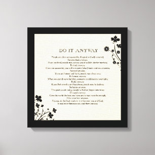 Floral Silhouette "Do It Anyway" Canvas Print