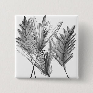 Floral Silhouette - Grey 2 Inch Square Button