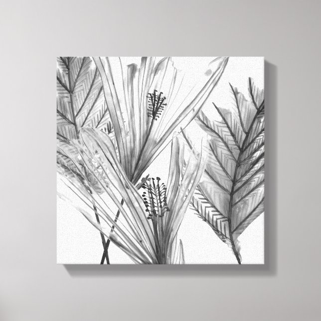 Floral Silhouette - Grey Canvas Print (Front)