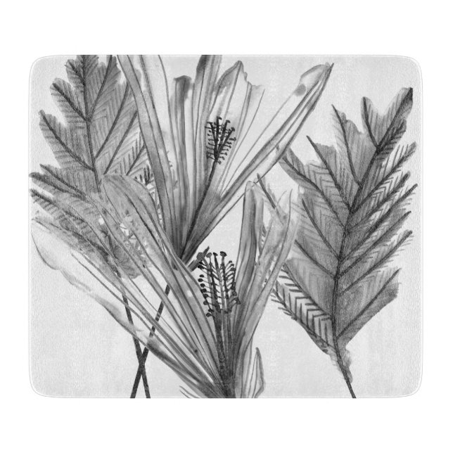 Floral Silhouette - Grey Cutting Board (Front)