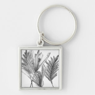 Floral Silhouette - Grey Keychain