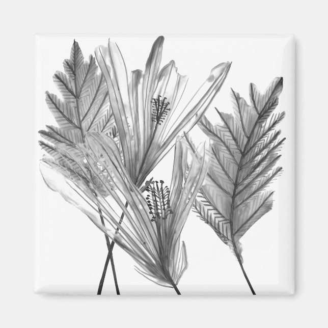 Floral Silhouette - Grey Magnet (Front)