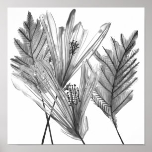 Floral Silhouette - Grey Poster