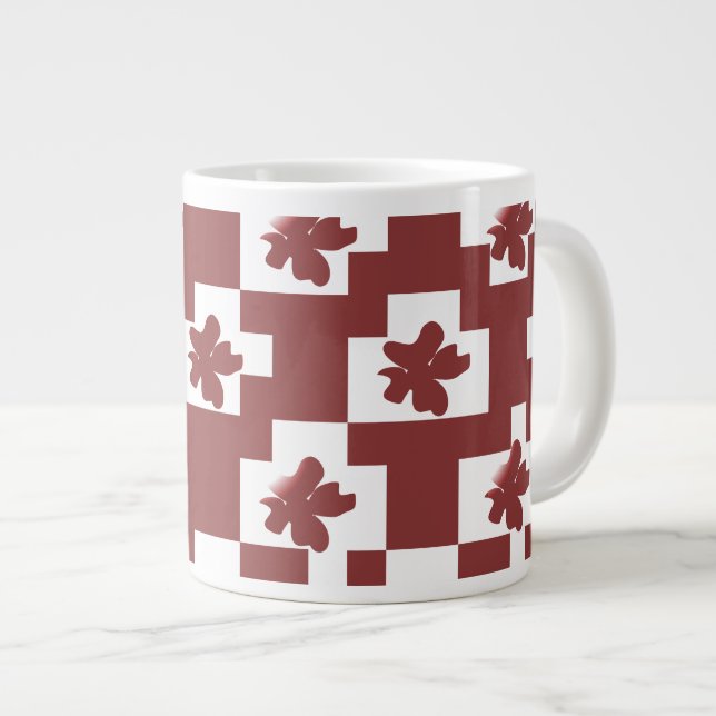 Floral silhouette pattern. large coffee mug (Front Right)