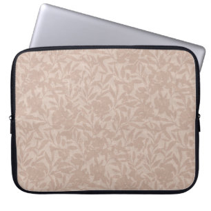 Floral silhouettes mocha mousse warm tan laptop sleeve