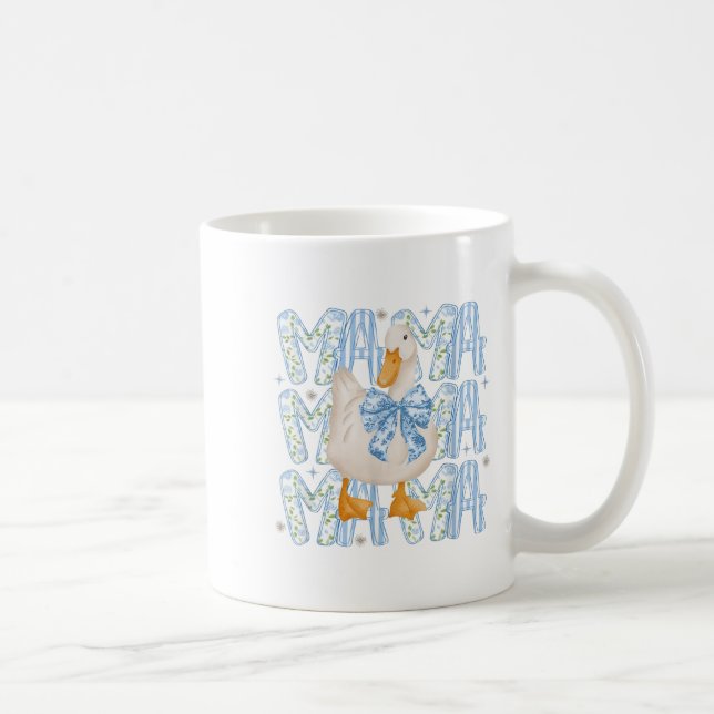 Floral Silly Goose Boho Mama Mom Farm Duck Animal  Coffee Mug (Right)