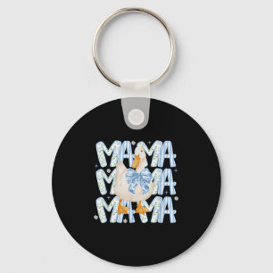 Floral Silly Goose Boho Mama Mom Farm Duck Animal  Keychain