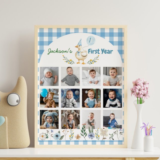 Floral Silly Goose First Year Photo Milestone Sign (Creator Uploaded)