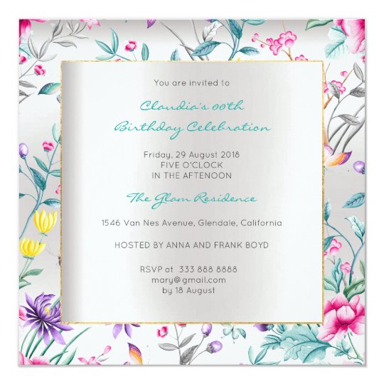 Floral Silver Butterfly Spring Chinoiserie Event Card