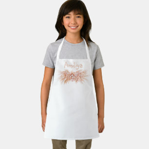 Floral simple add your name kids school apron
