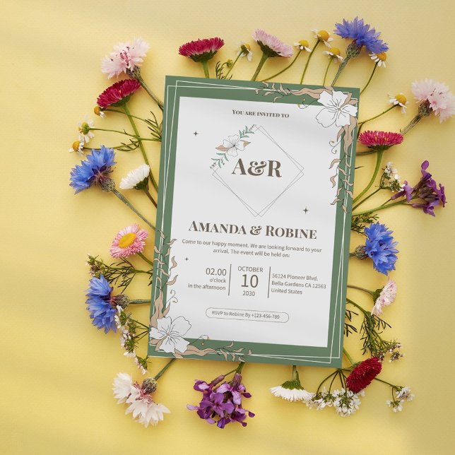 Floral simple Faire-part de mariage (Créateur téléchargé)