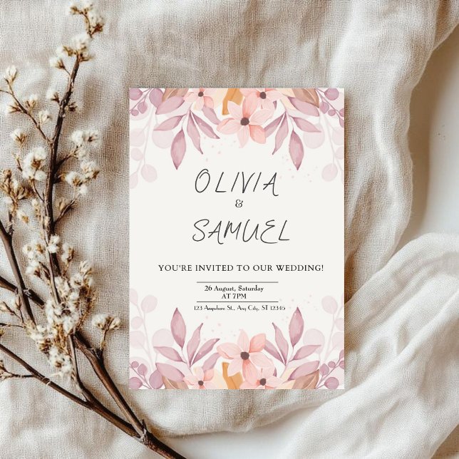 floral & simple Invitation wedding invitation (floral & simple Invitation wedding)