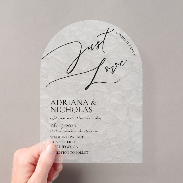 Floral Simple Nothing Fancy Just Love Wedding Acrylic Invitations (Insitu (Handheld))