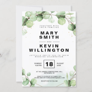 Floral Simple Rustic Eucaliptus Greenery Wedding Invitation