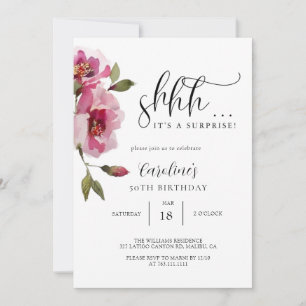 Floral Simple Surprise Birthday Party  Invitation