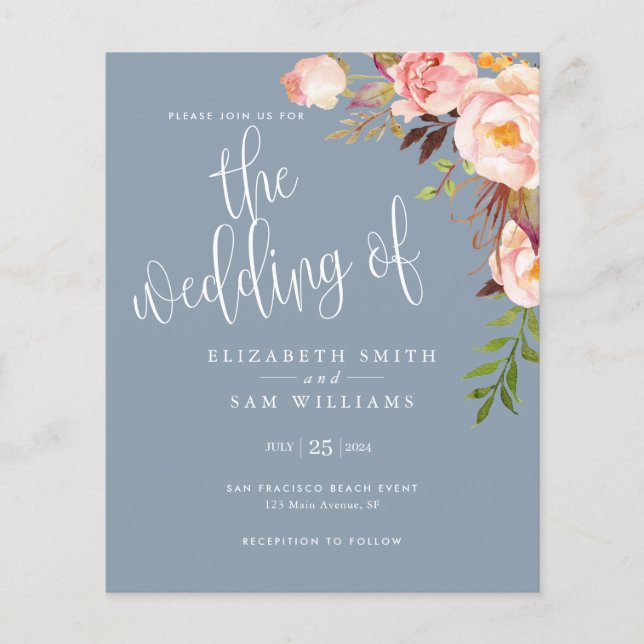 Floral Simple Wedding Invitation Budget Elegant Flyer (Front)