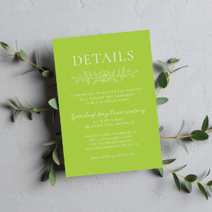 Floral Simplicity 1 Chartreuse Minimal Wedding Enclosure Card