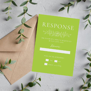 Floral Simplicity 1 Chartreuse Minimal Wedding RSVP Card
