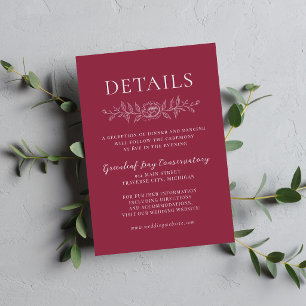 Floral Simplicity 1 Claret Minimal Wedding Enclosure Card