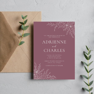 Floral Simplicity 1 Dusk Mauve Minimal Wedding Invitation