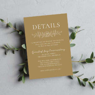 Floral Simplicity 1 Golden Oak Minimal Wedding Enclosure Card