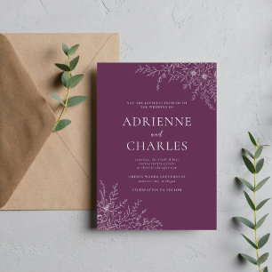 Floral Simplicity 1 Grape Purple Minimal Wedding Invitation