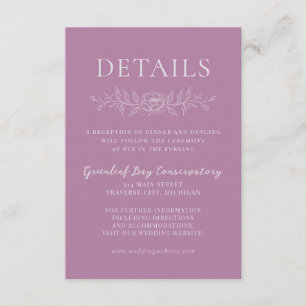 Floral Simplicity 1 Lavender Minimal Wedding Enclosure Card