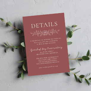 Floral Simplicity 1 Marsala Minimal Wedding Enclosure Card