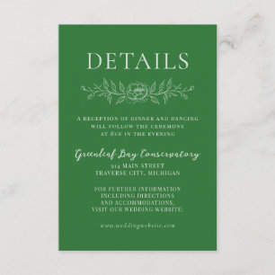 Floral Simplicity 1 Meadow Green Minimal Wedding Enclosure Card