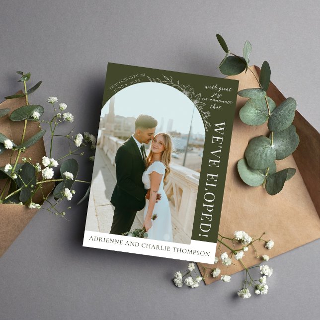 Floral Simplicity 1 Modern Green Elopement Announcement (Creator Uploaded)