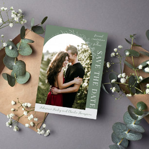 Floral Simplicity 1   Modern Green   Save The Date