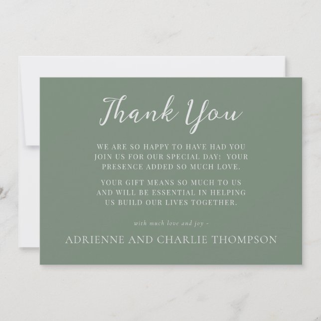 Floral Simplicity 1 Modern Green Thank You Note (Front)