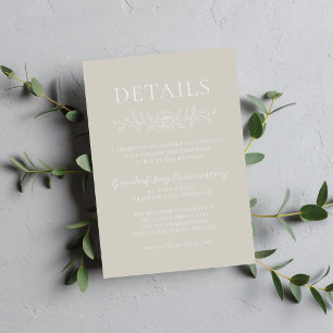 Floral Simplicity 1 Oyster Beige Minimal Wedding Enclosure Card