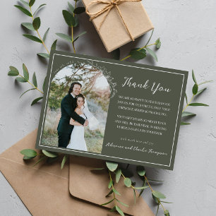 Floral Simplicity 1 Rosemary Green Wedding Thank You Card