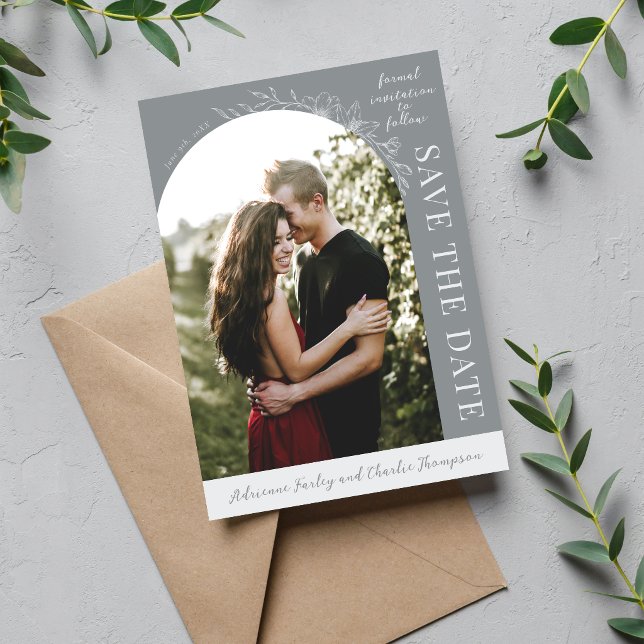 Floral Simplicity 1 Stone Grey Save The Date (Creator Uploaded)