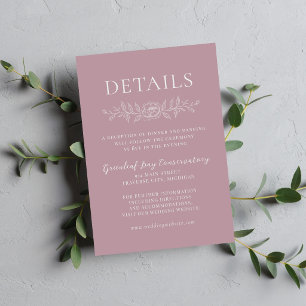Floral Simplicity 1 Vintage Mauve Minimal Wedding Enclosure Card
