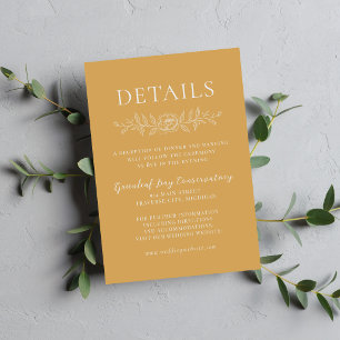 Floral Simplicity 1 Yellow Ochre Minimal Wedding Enclosure Card